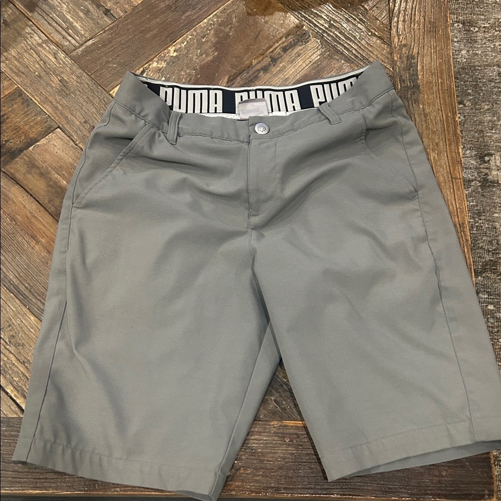 Puma Men's Flat Front Gray Shorts